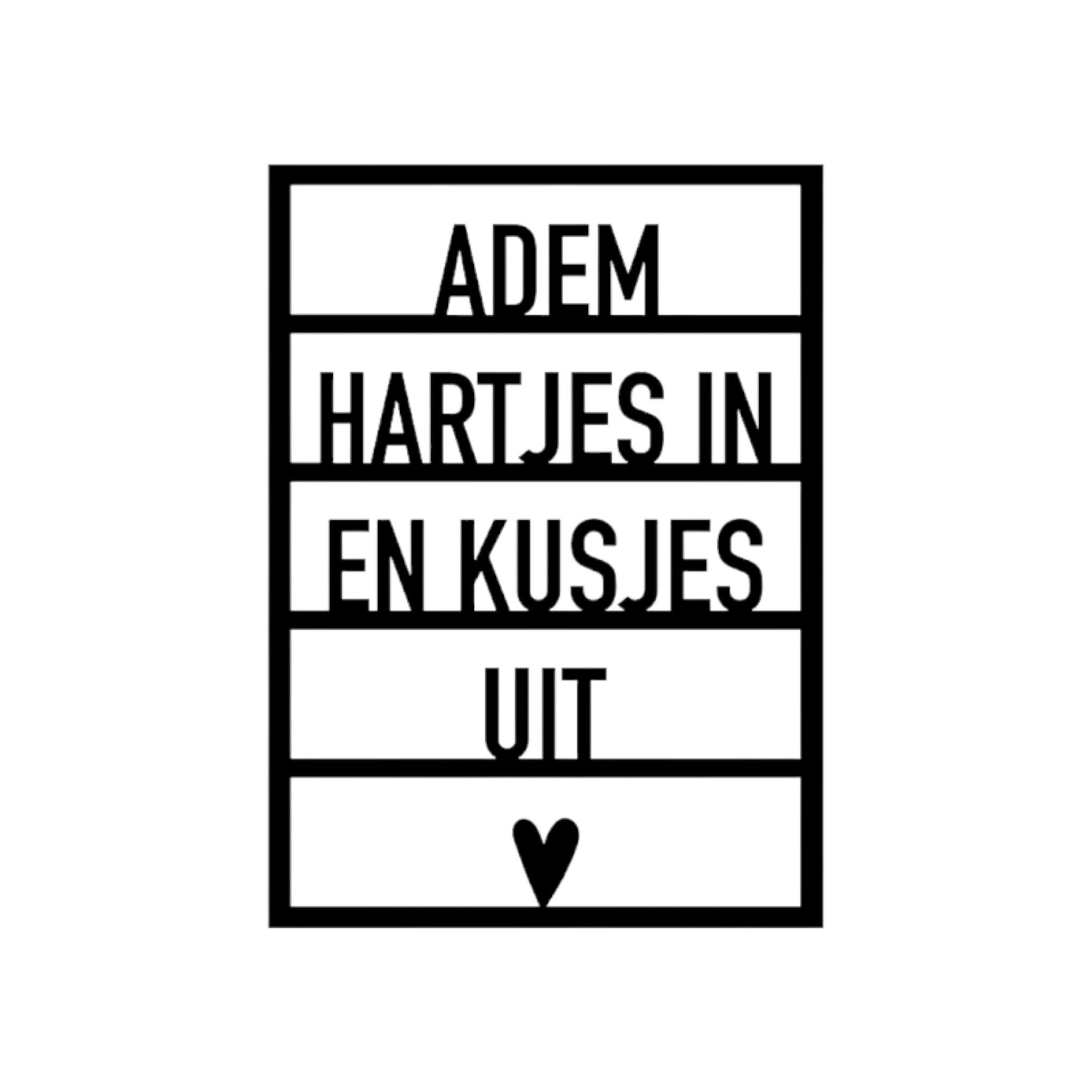 Houten wenskaart – Adem hartjes in en kusjes uit