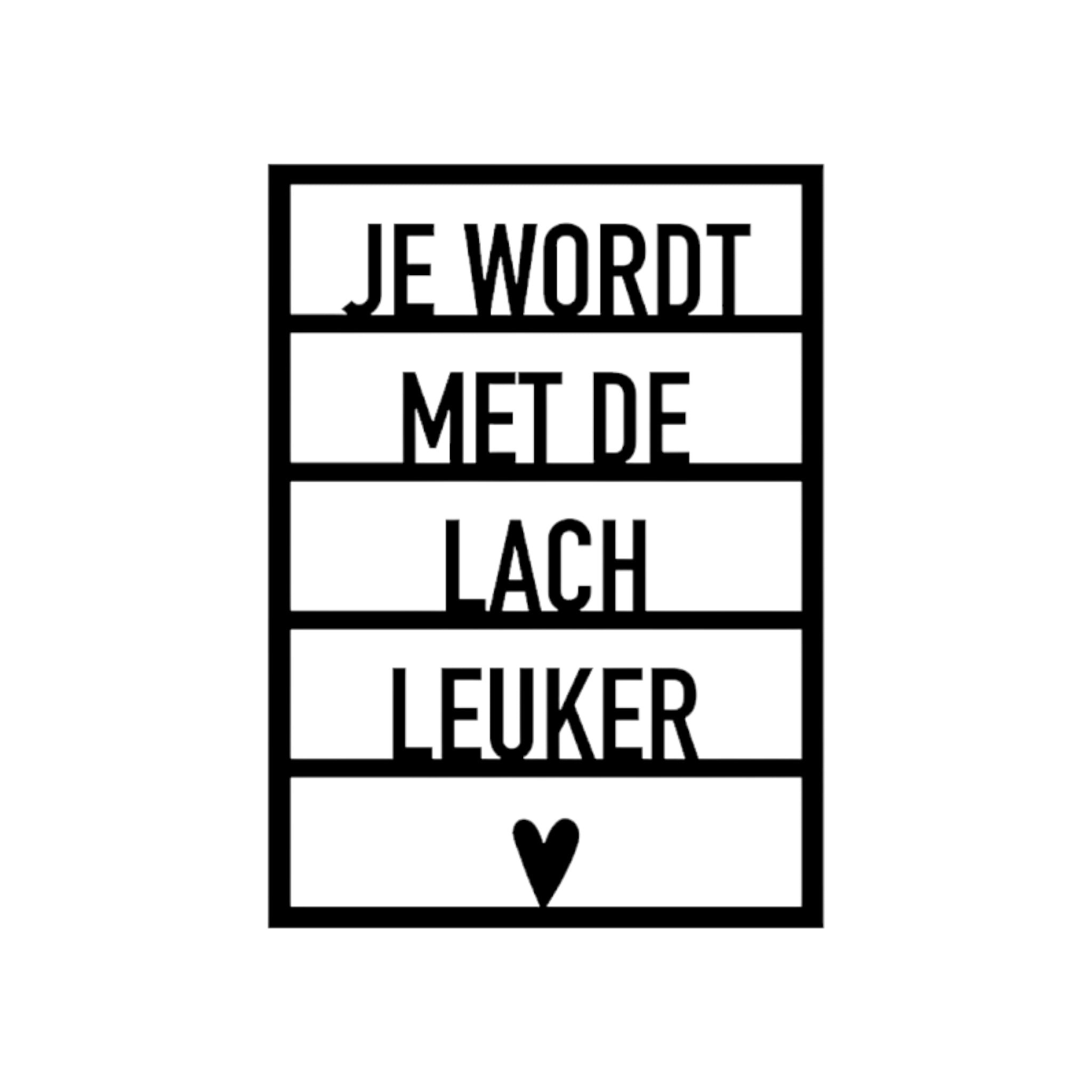 Houten wenskaart – Je wordt met de lach leuker