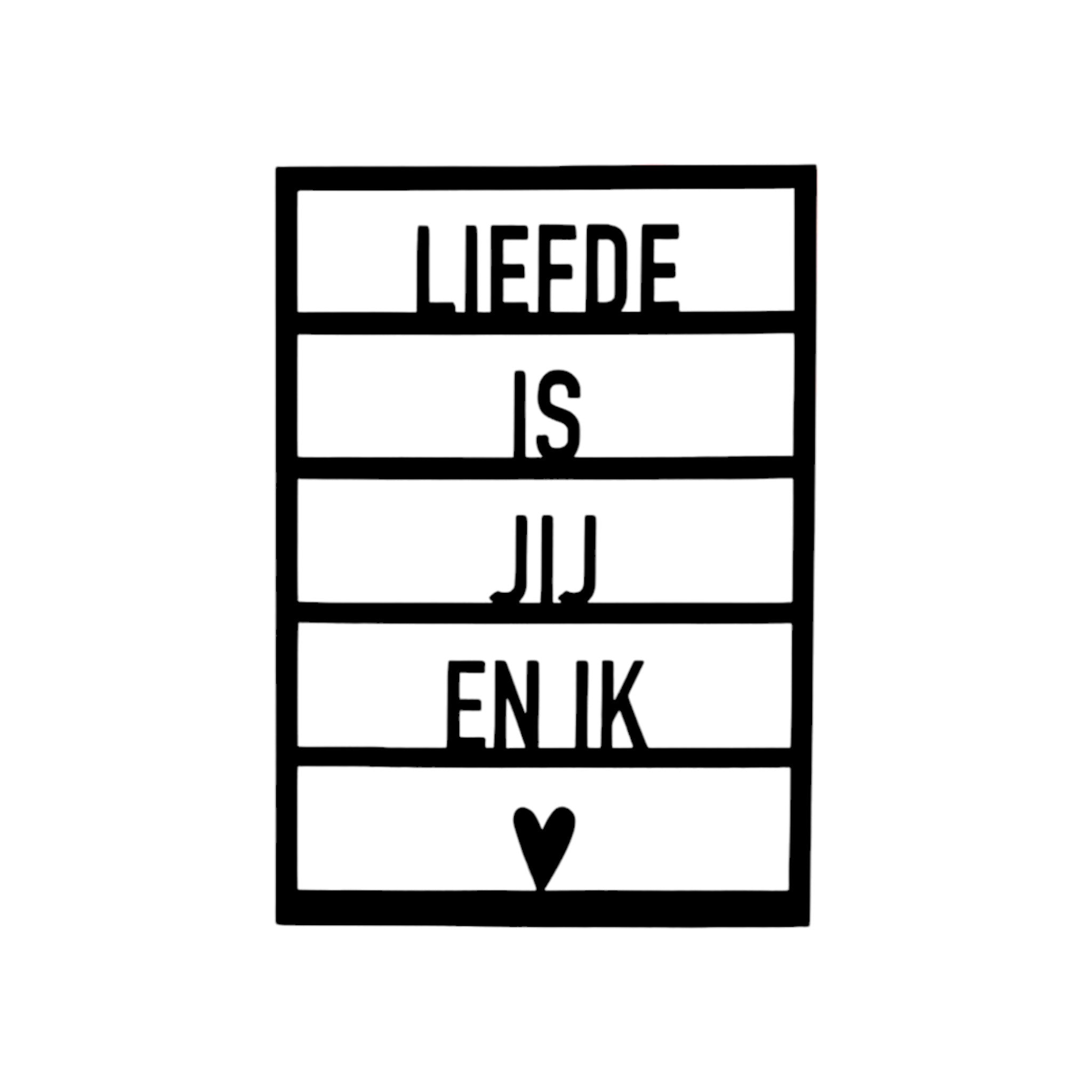 Houten wenskaart - Liefde is jij en ik