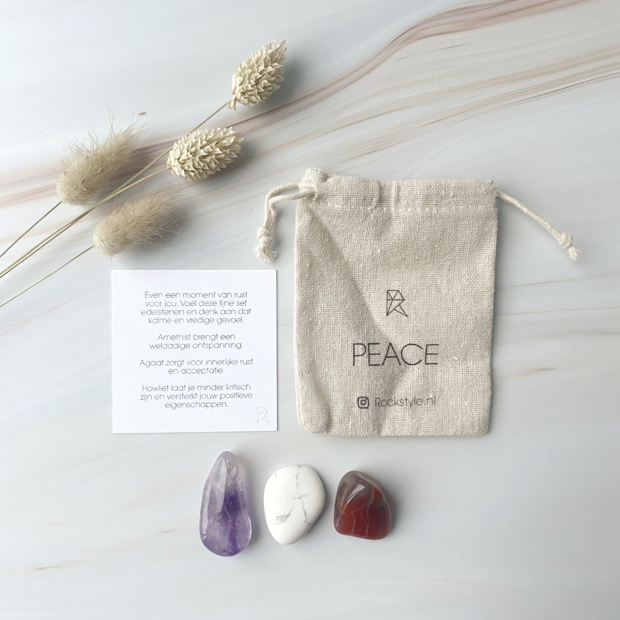 Power Crystals – Peace (howliet, agaat en amethist)