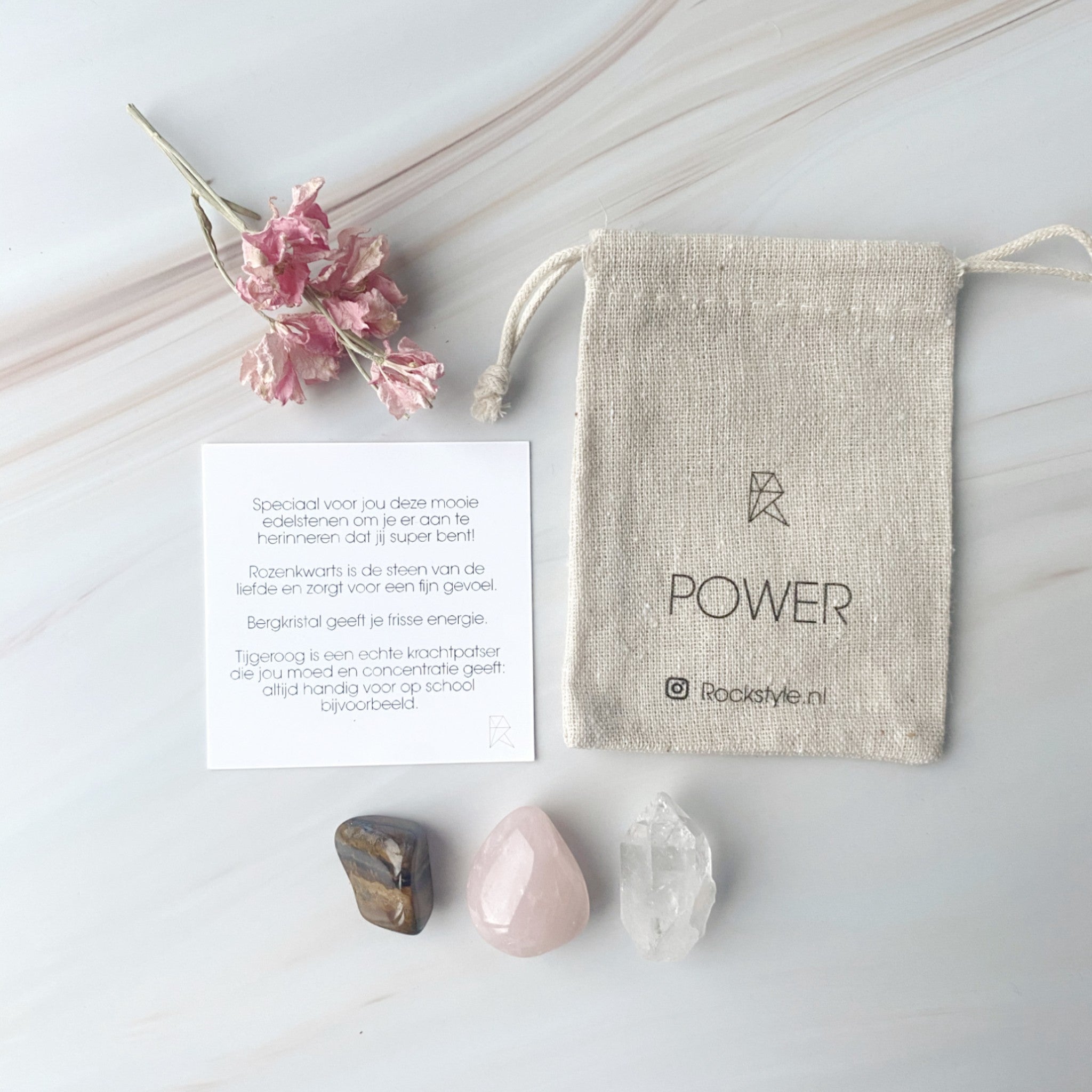 Power Crystals – Power (rozenkwarts, tijgeroog en bergkristal)
