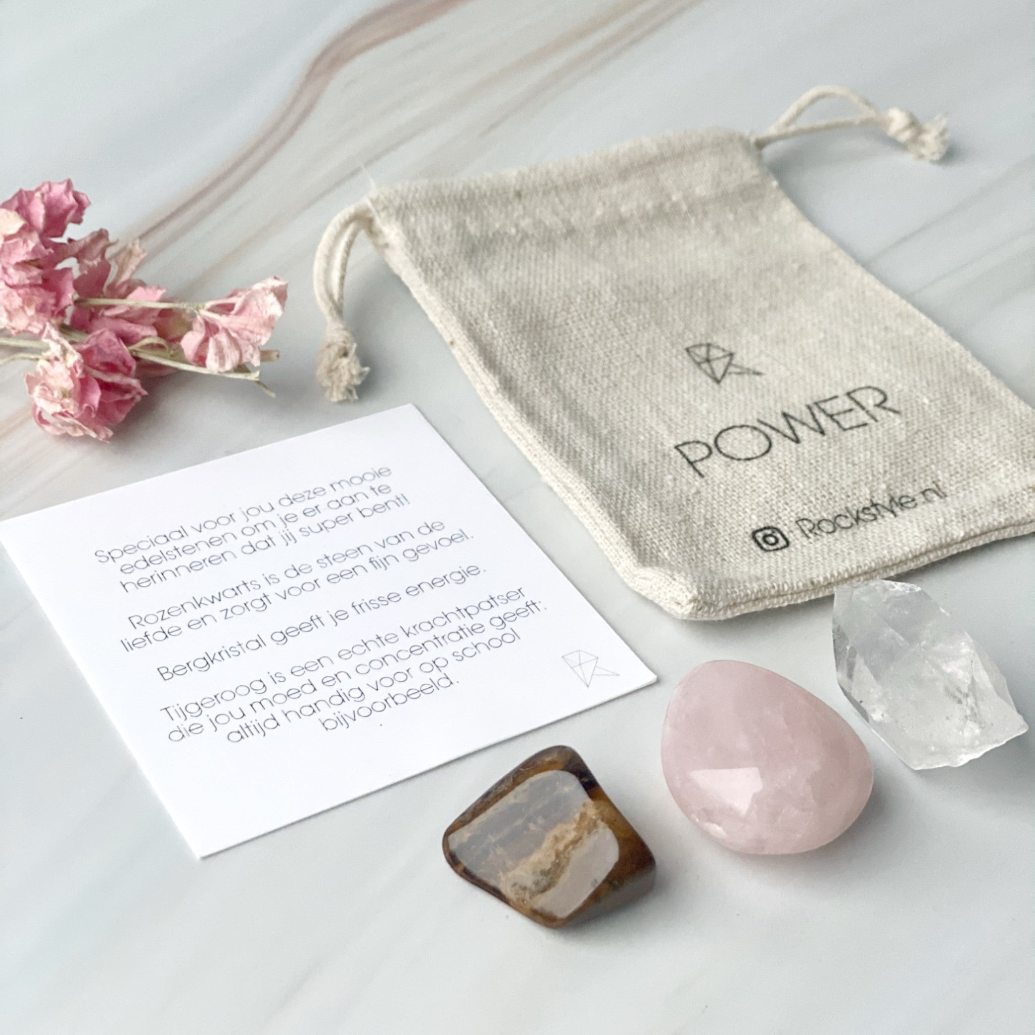 Power Crystals – Power (rozenkwarts, tijgeroog en bergkristal)