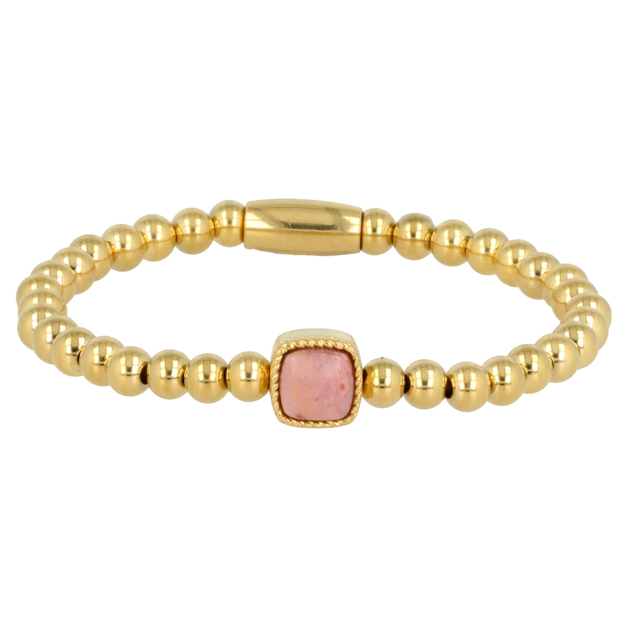 Gouden armband met vierkante Rhodenite edelstenen