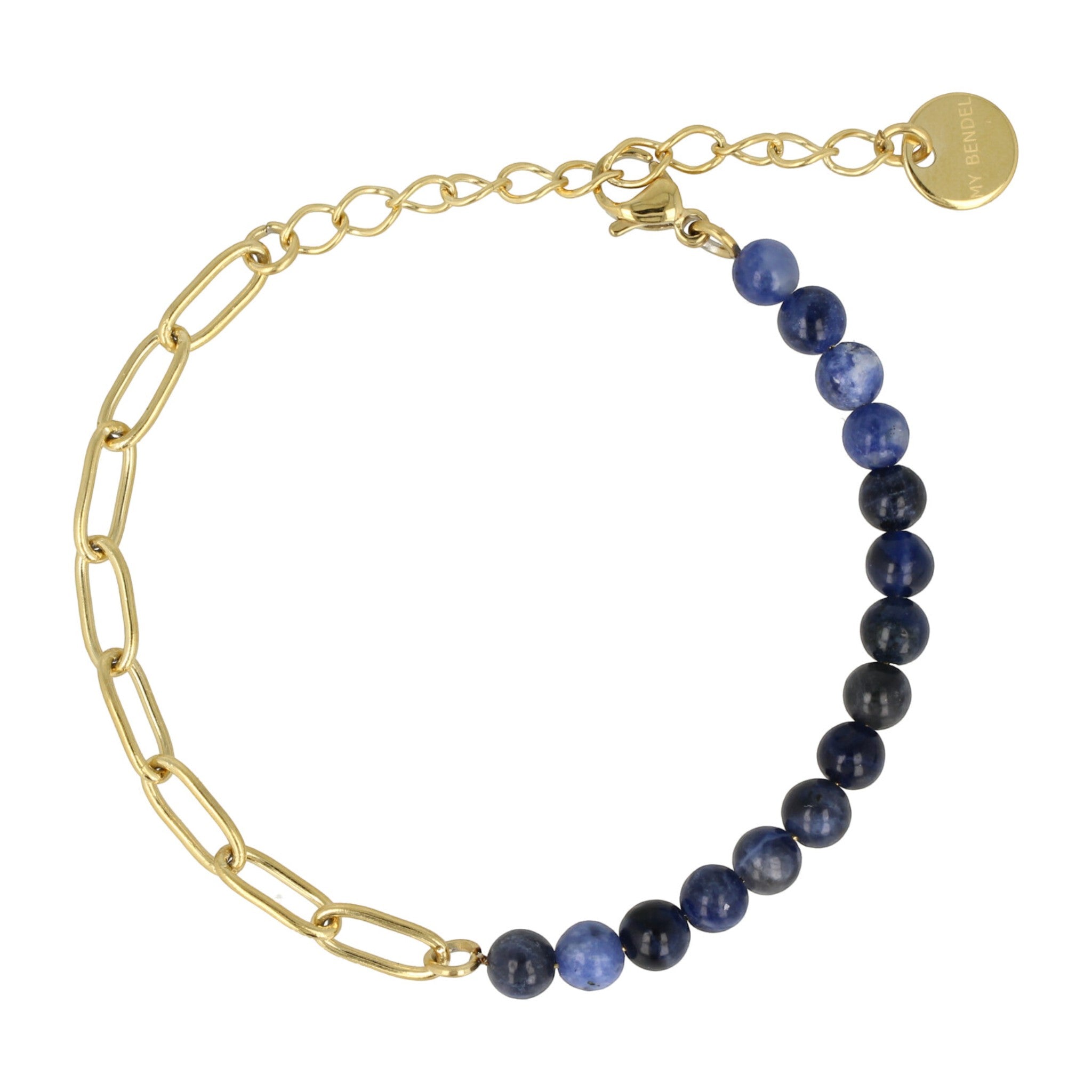 Gouden schakelarmband met Sodalite edelstenen