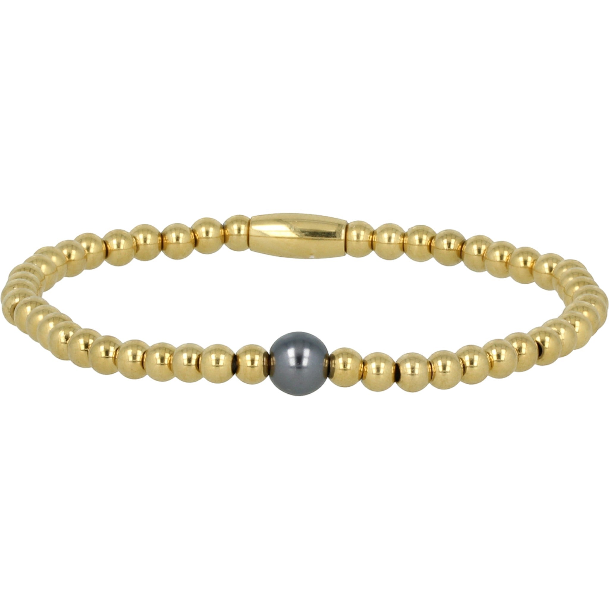 Gouden kralenarmband met een zwarte parel
