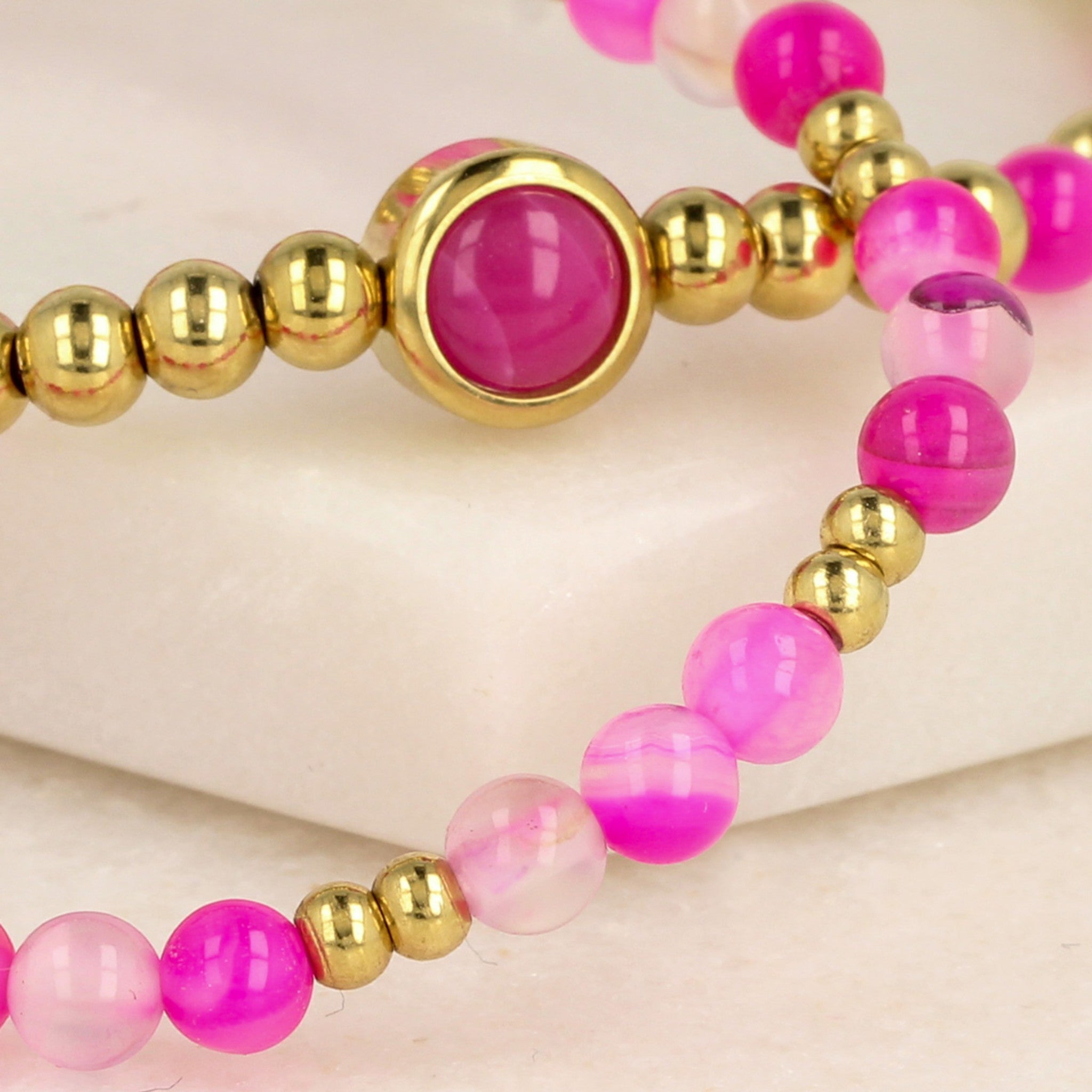 Gouden armband met Rose Stripe Agate edelstenen