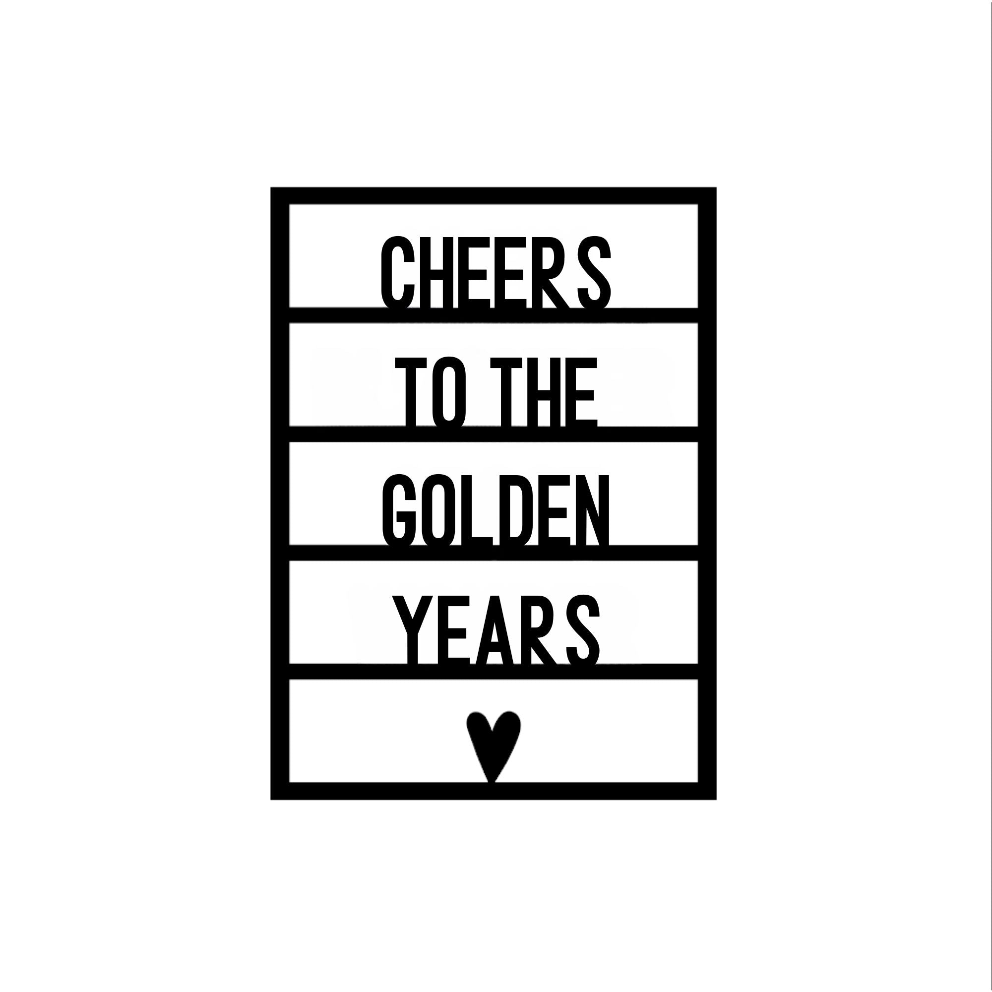 Houten wenskaart – Proost op de gouden jaren