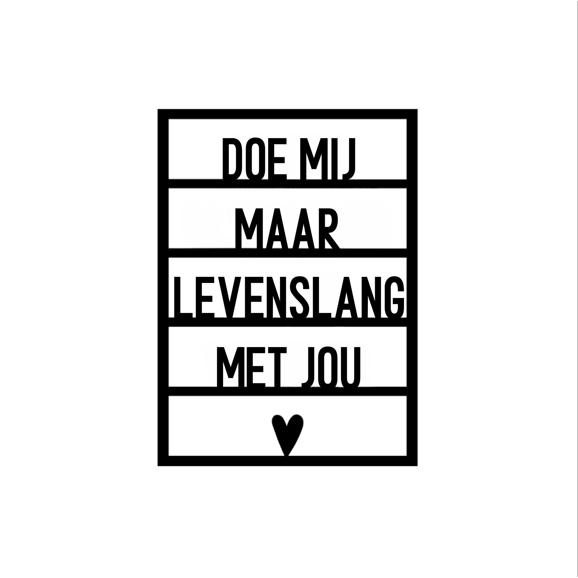 Houten wenskaart – Doe mij maar levenslang met jou