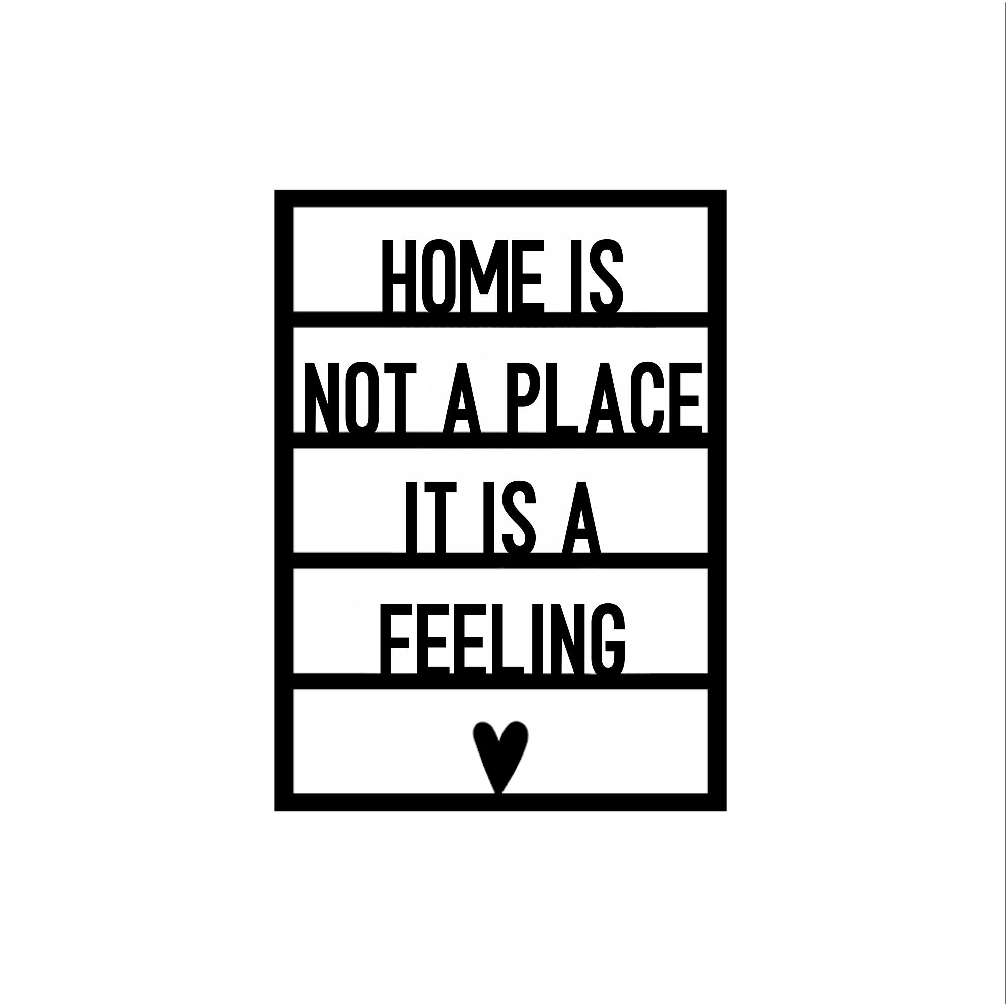 Houten wenskaart – Thuis is geen plek, het is een gevoel