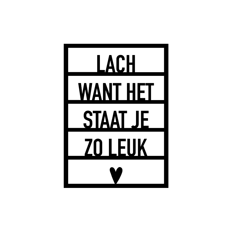 Houten wenskaart – Lach want het staat je zo leuk