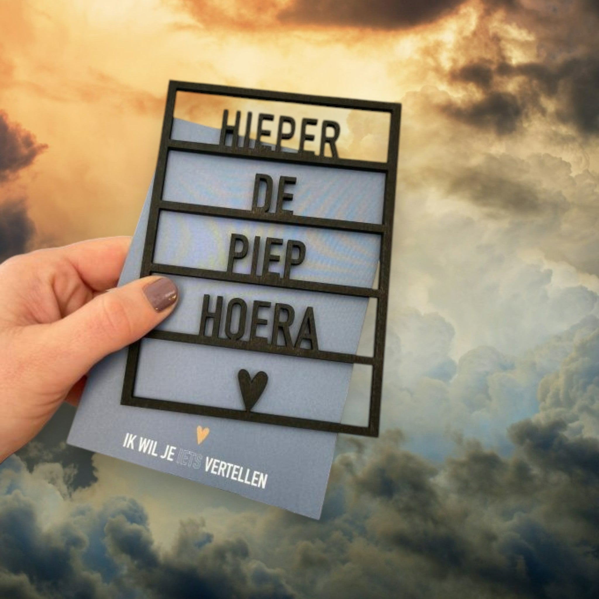 Houten wenskaart – From Uden with love