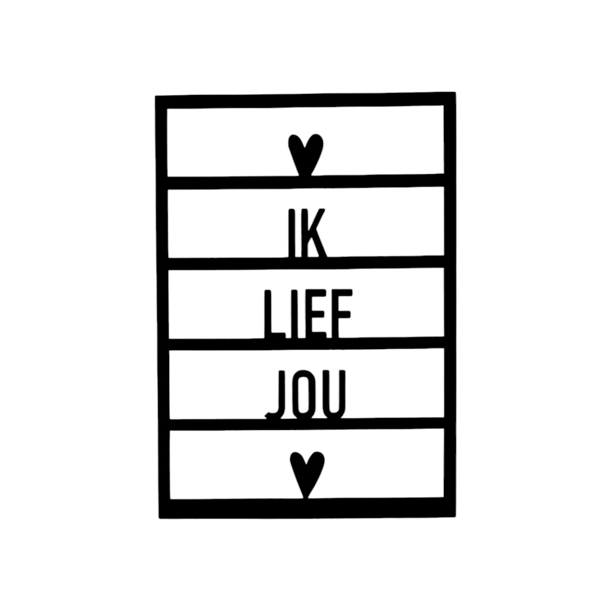 Houten wenskaart - Ik lief jou