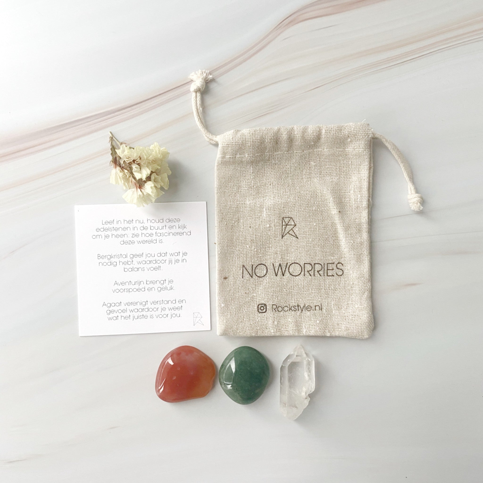 Power Crystals – No Worries (aventurijn, agaat en bergkristal)