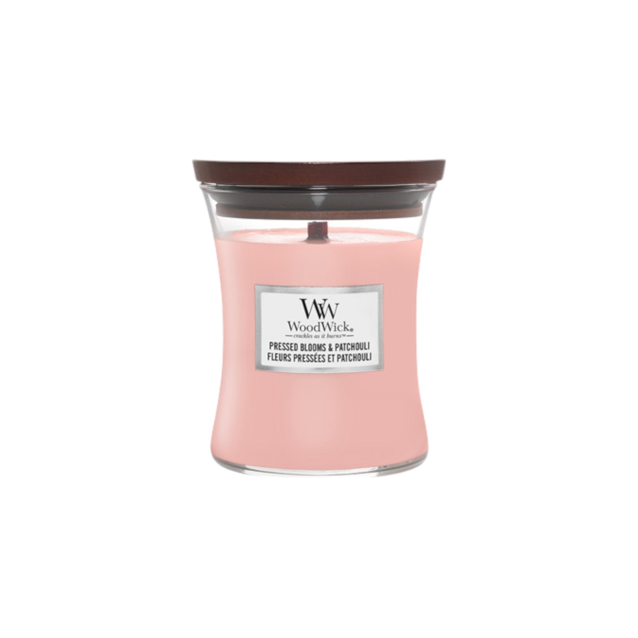 WoodWick – Geperste bloemen &amp; patchouli – Medium