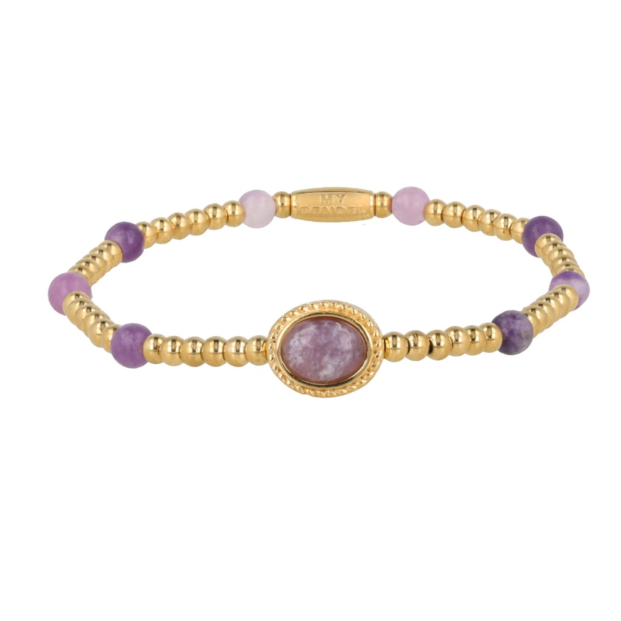 Gouden armband met een ovale Lilac Quartz