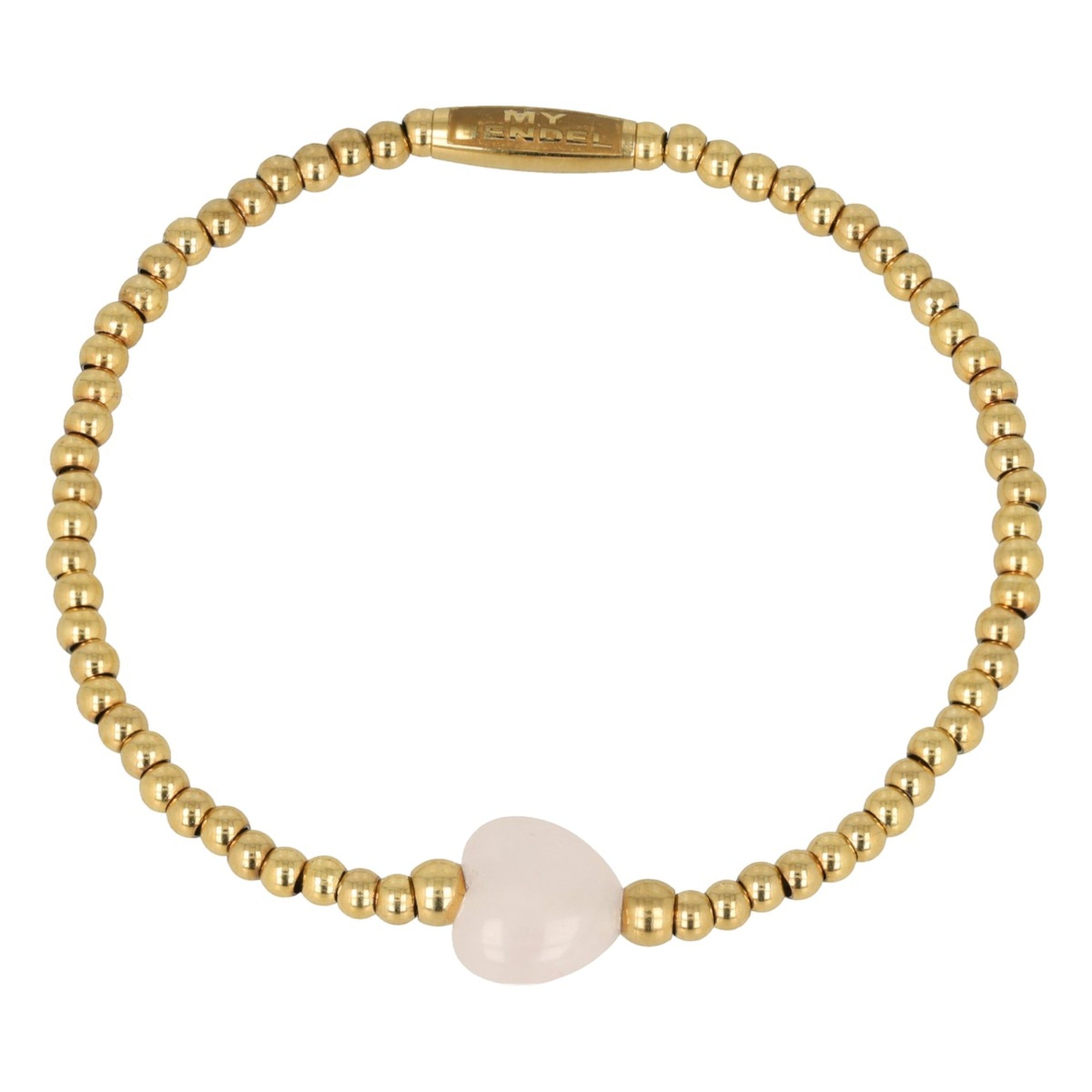 Gouden armband met Rozekwarts hart