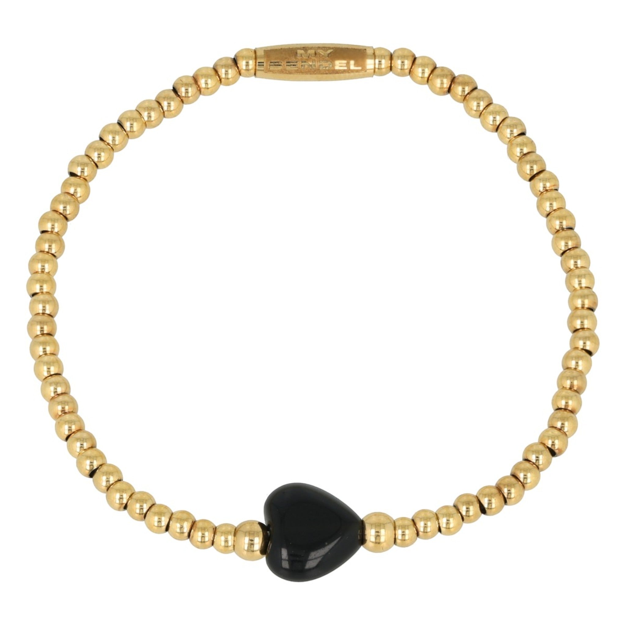 Gouden armband met Onyx hart