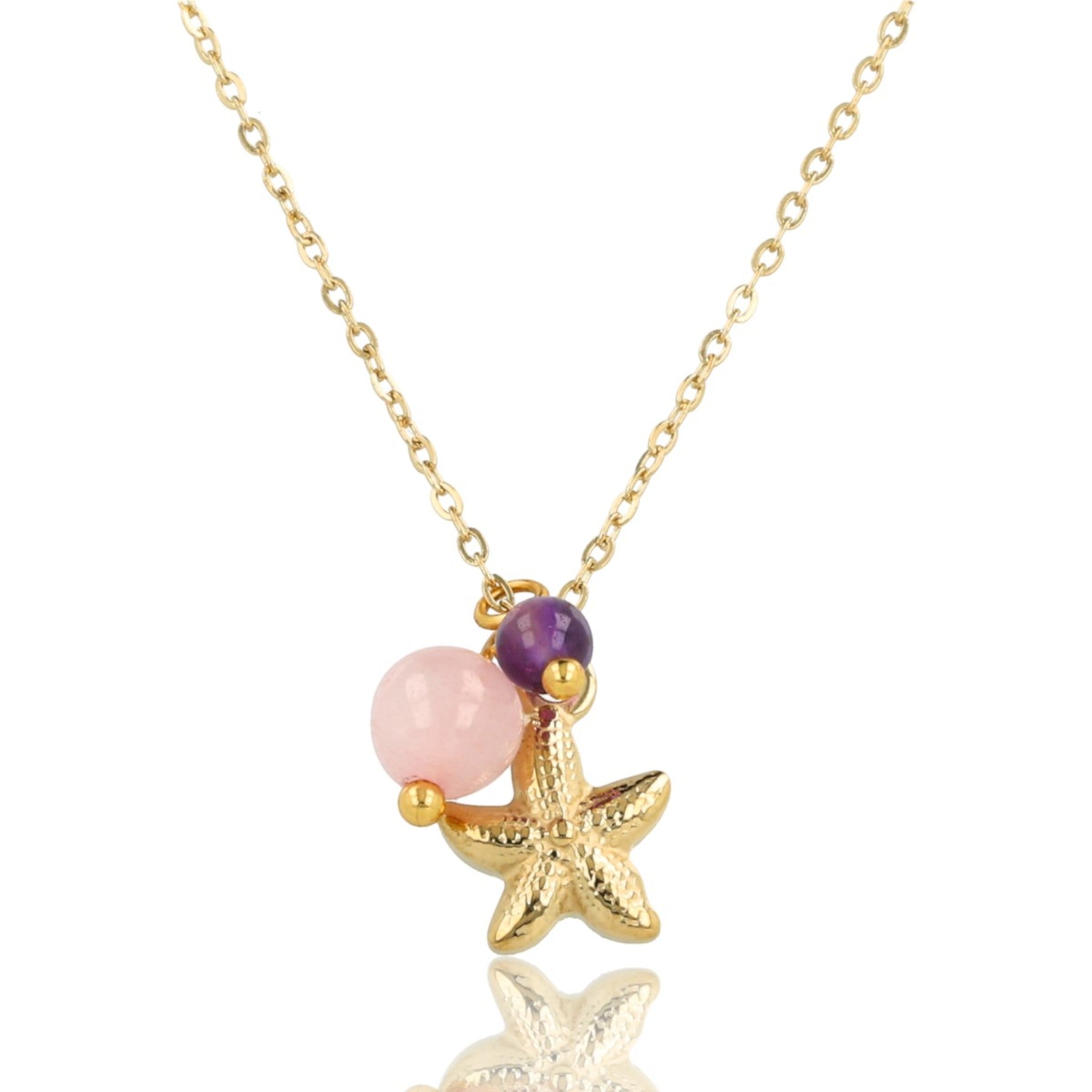 Gouden ketting met zeester en kristalstenen