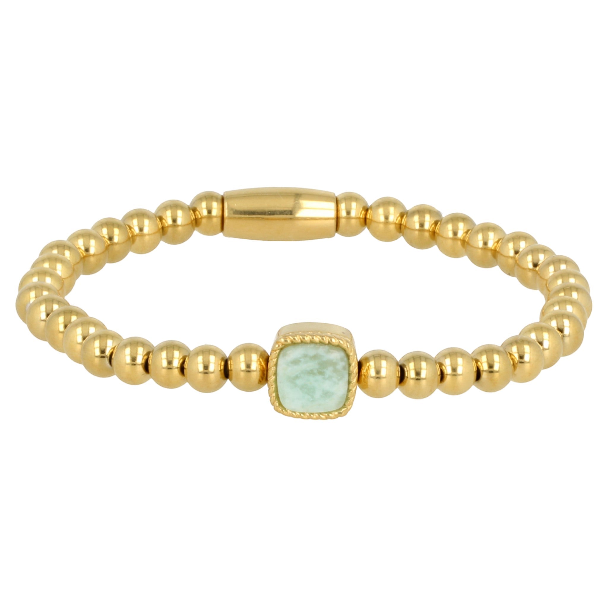 Gouden armband met vierkante Amazoniet edelstenen