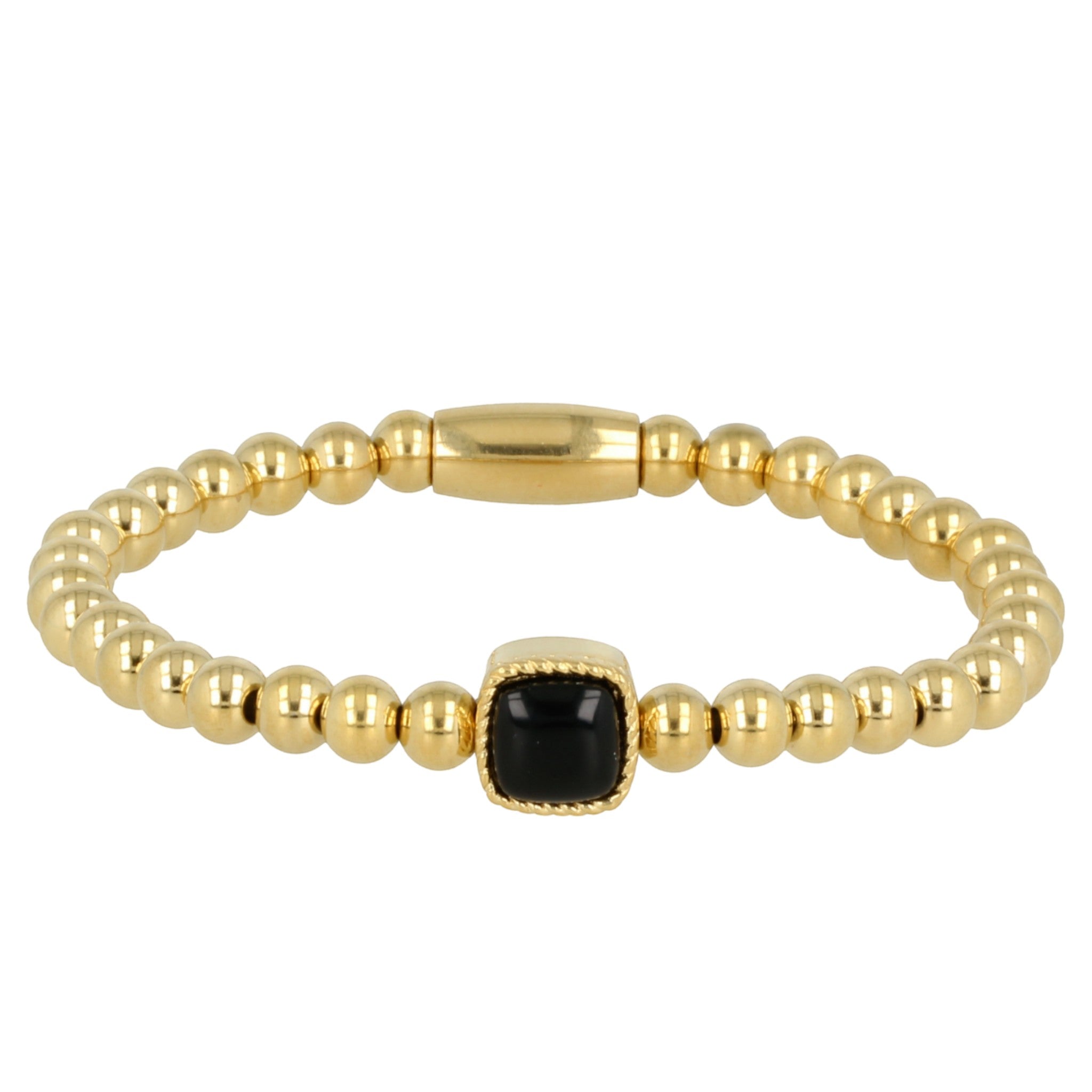 Gouden armband met vierkante Onyx edelstenen