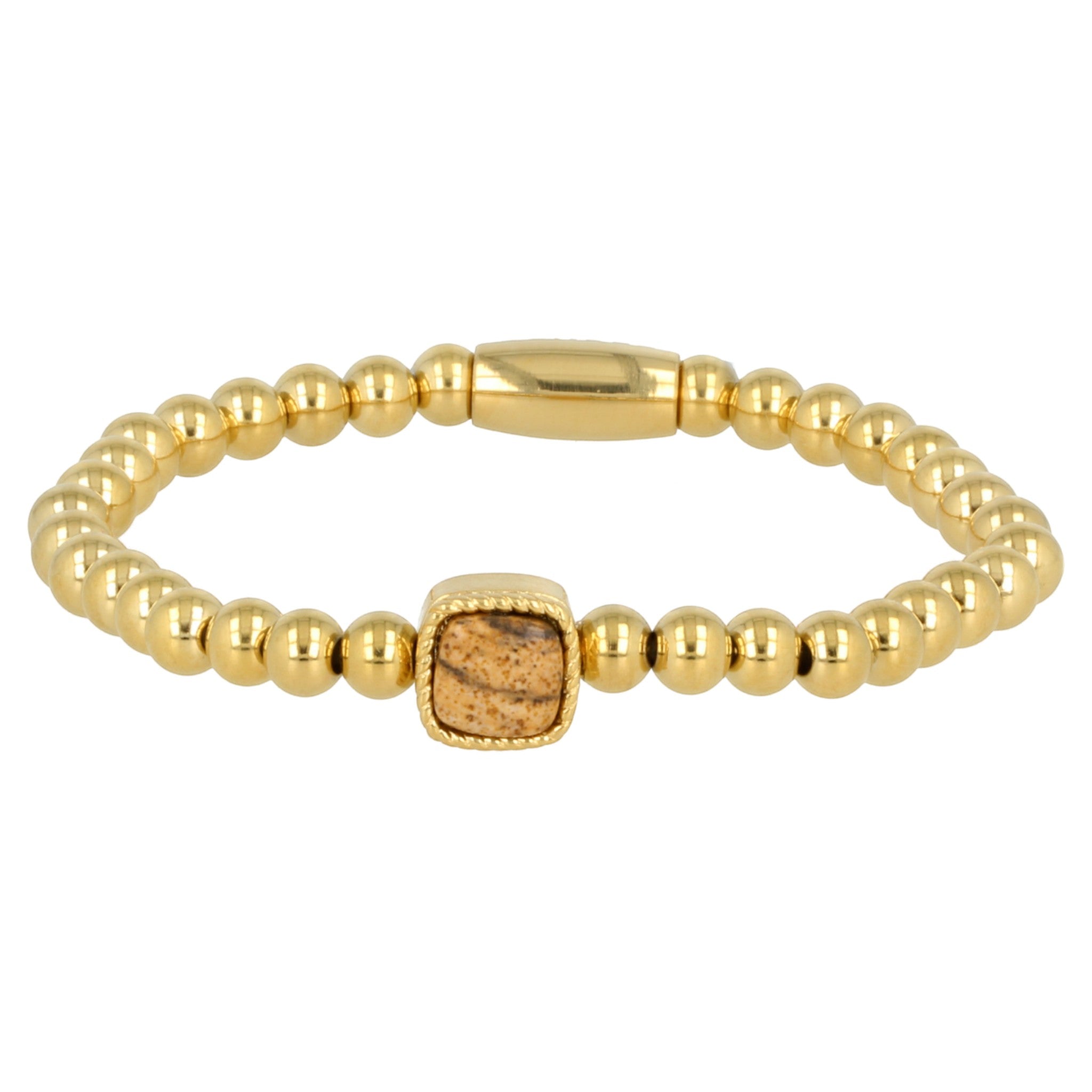 Gouden armband met vierkante Afbeelding Jaspis edelstenen