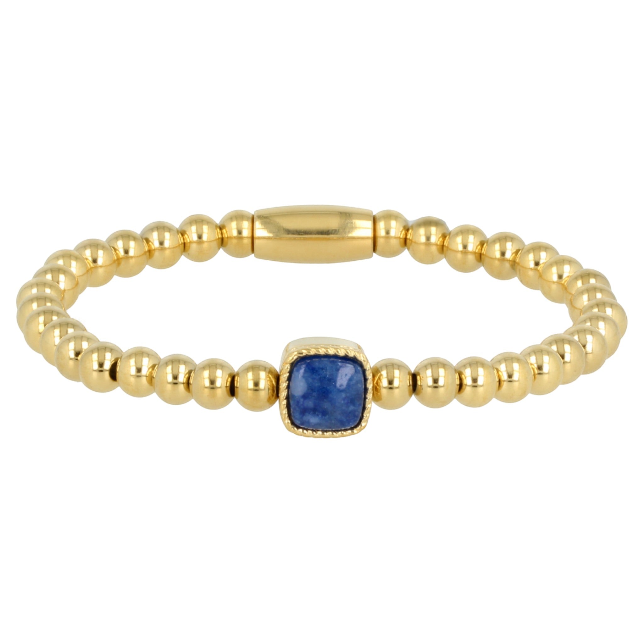 Gouden armband met vierkante Blauwe Aventurijn edelstenen