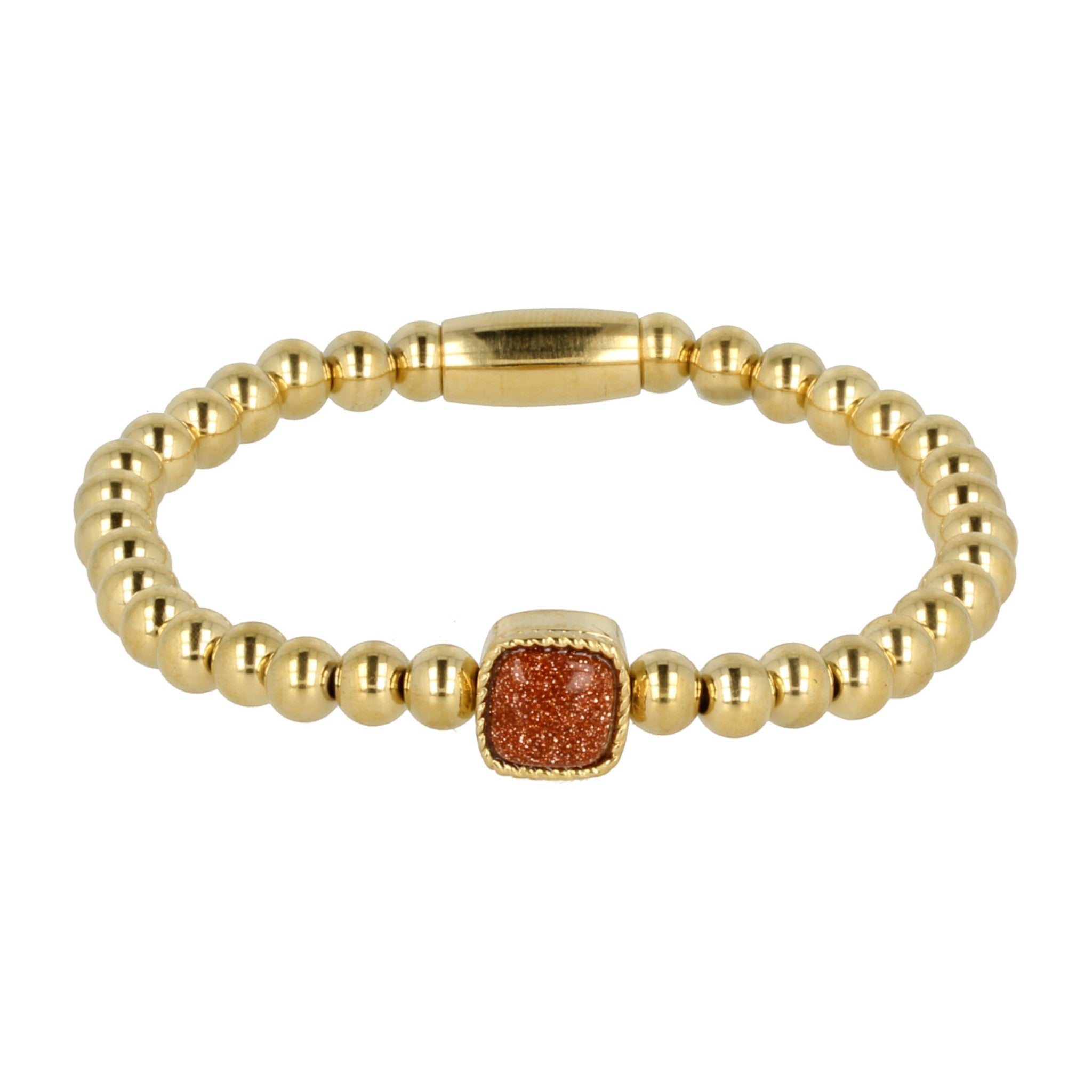 Gouden armband met vierkante Gold Sand Stone edelstenen