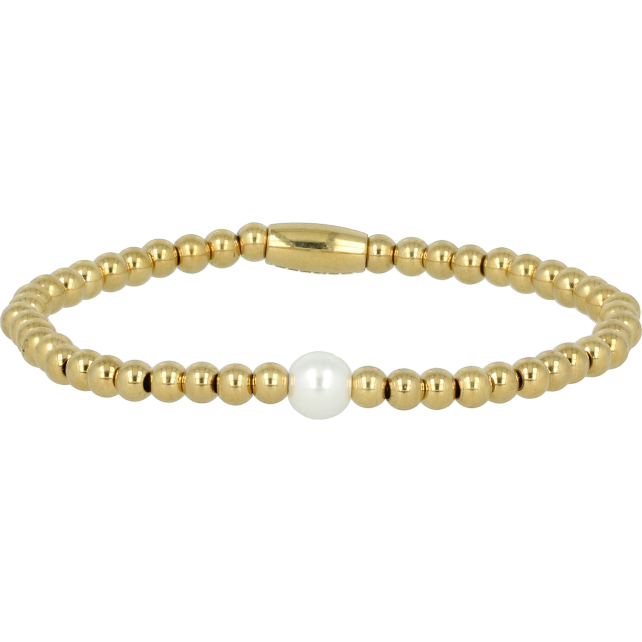 Gouden kralenarmband met een witte parel