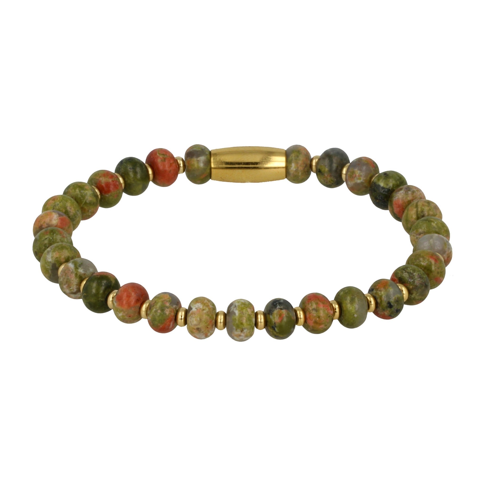Gouden armband met Unakite edelstenen