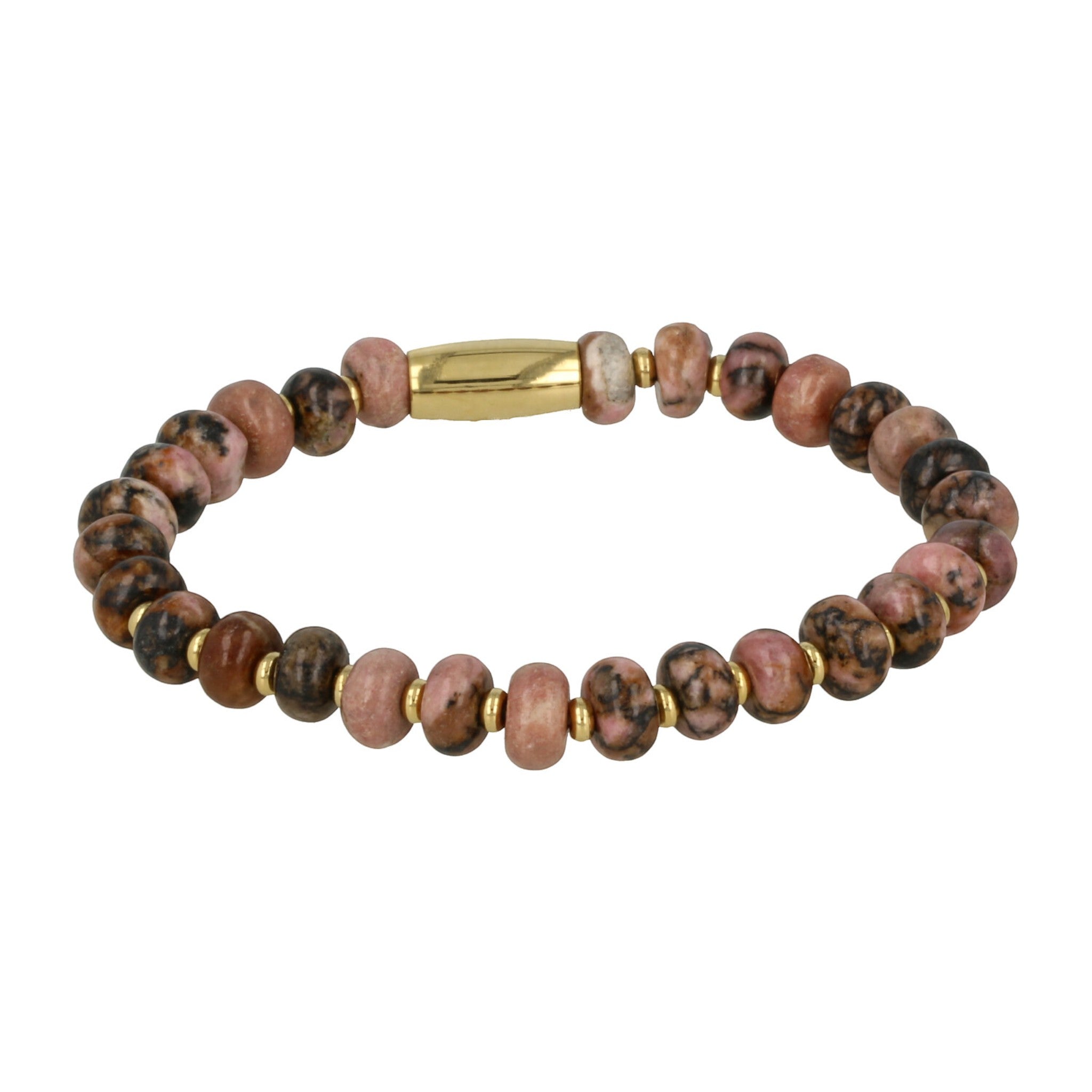 Gouden armband met Rhodoniet edelstenen