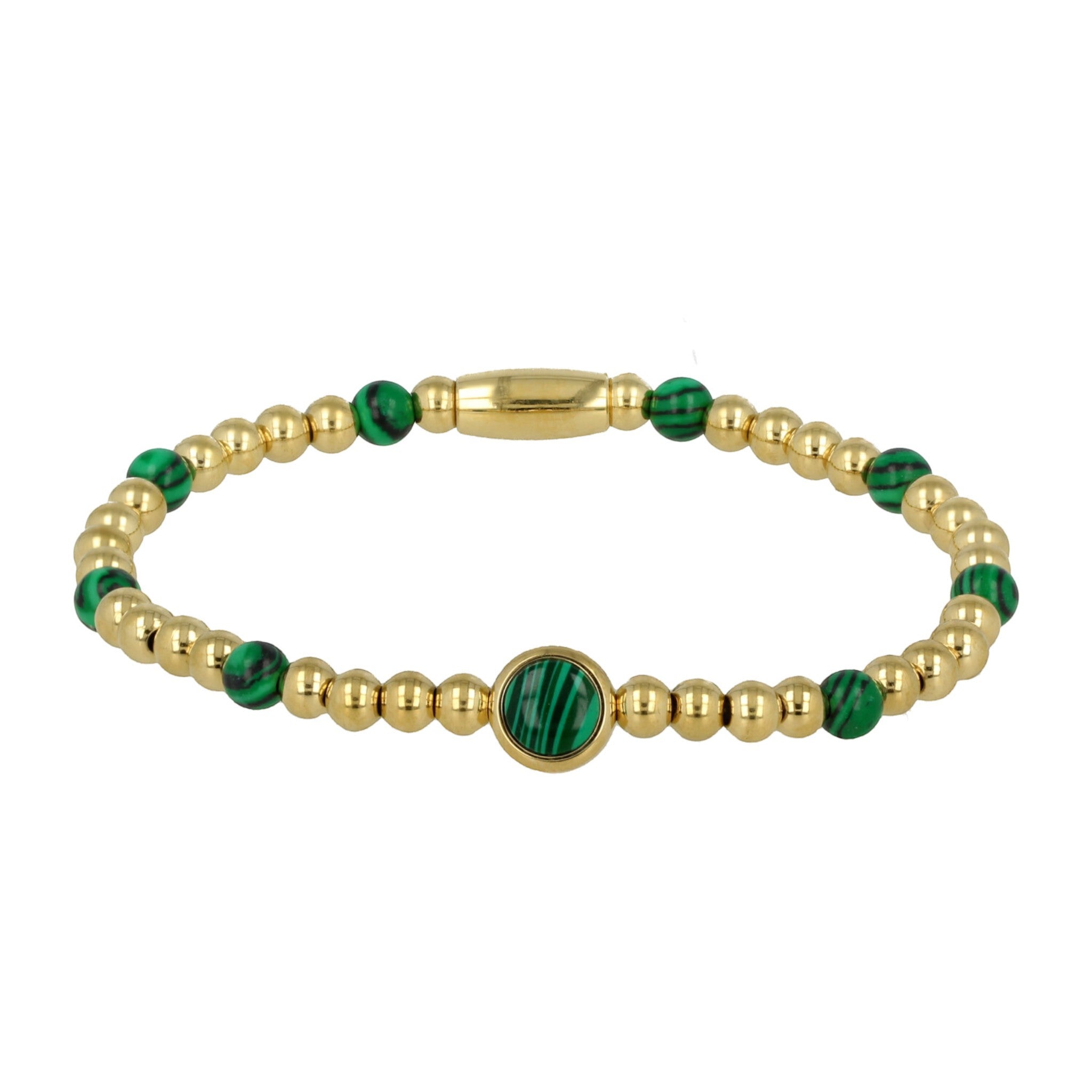 Gouden armband met Malachiet edelstenen