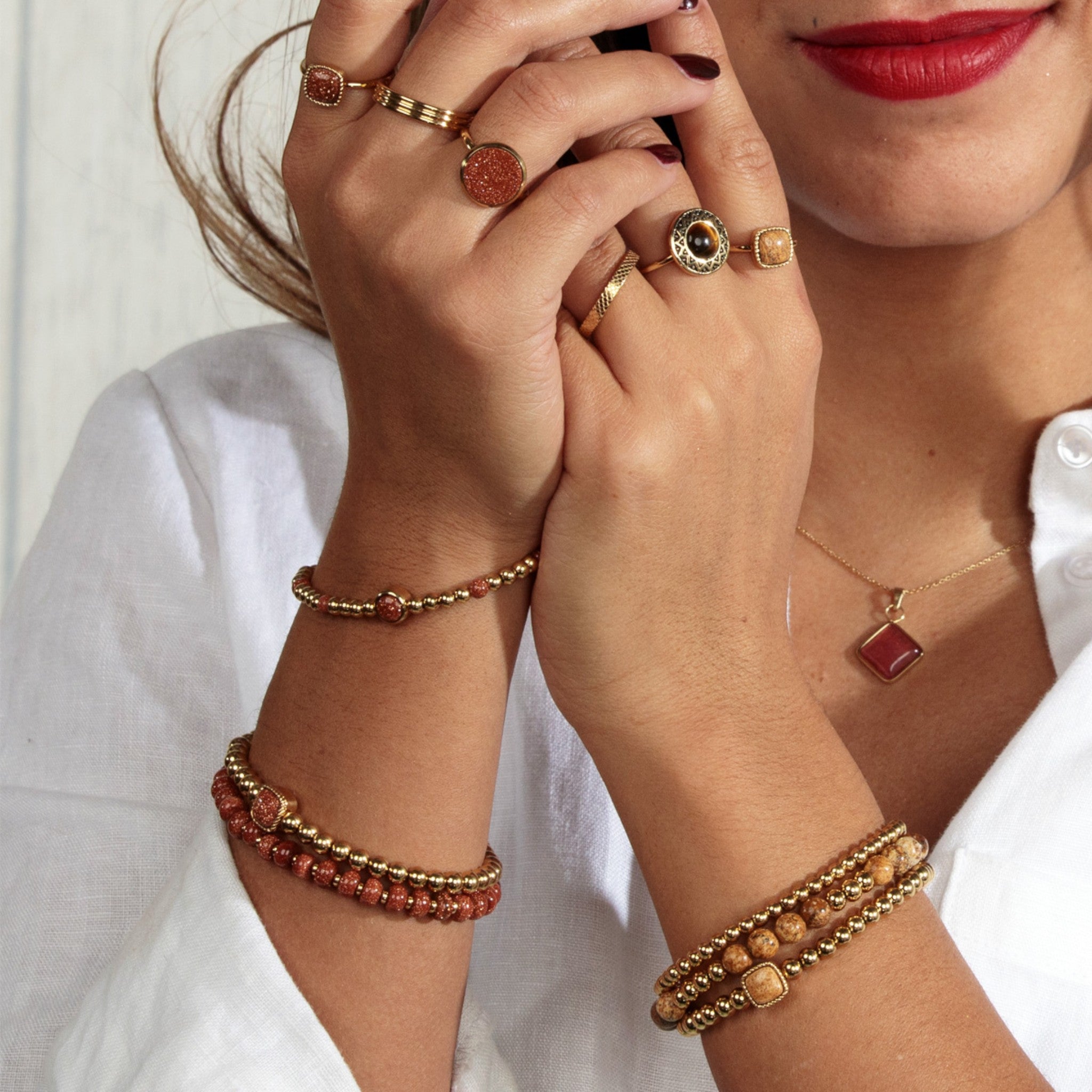 Gouden armband met Gold Sand Stone edelstenen