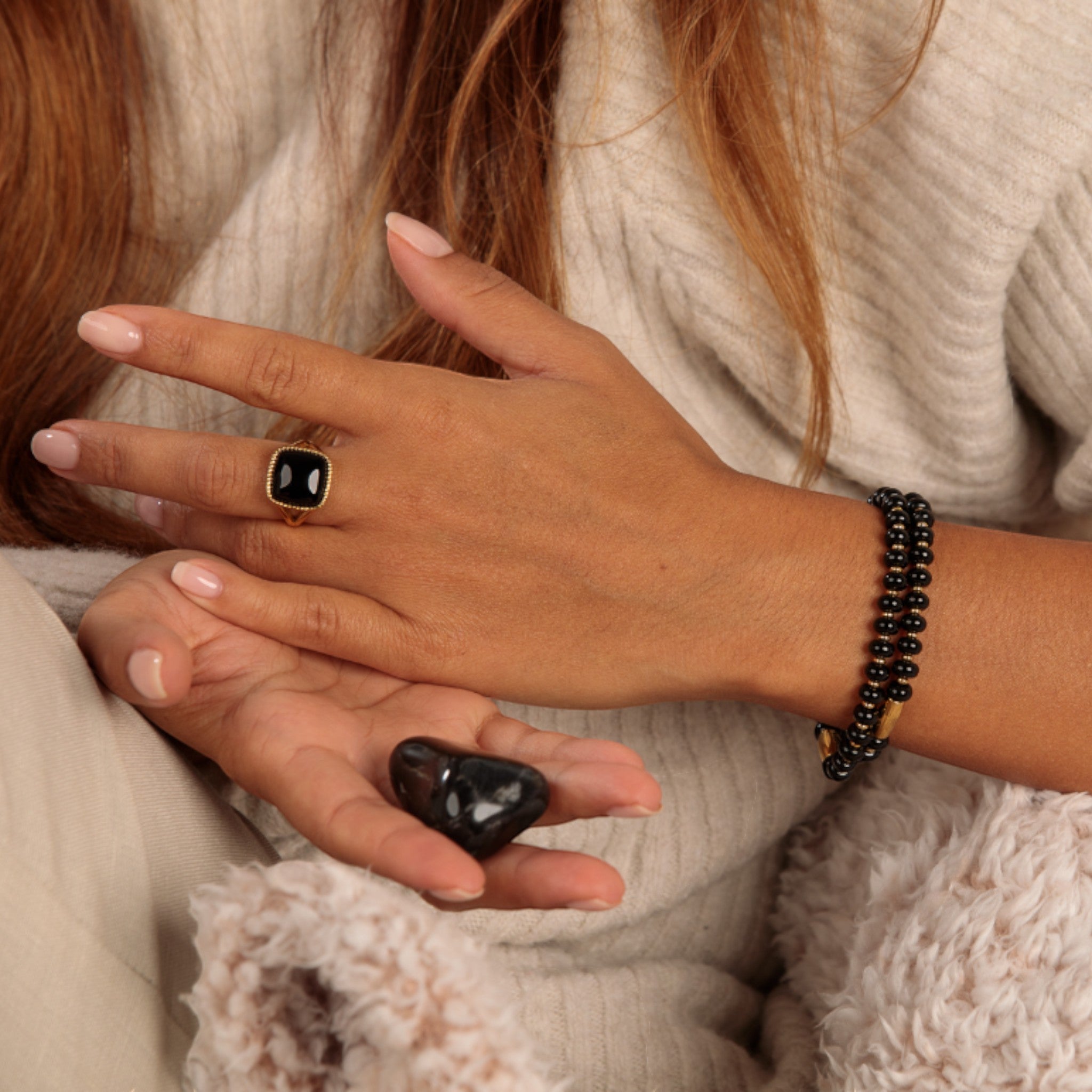 Gouden armband met Onyx edelstenen