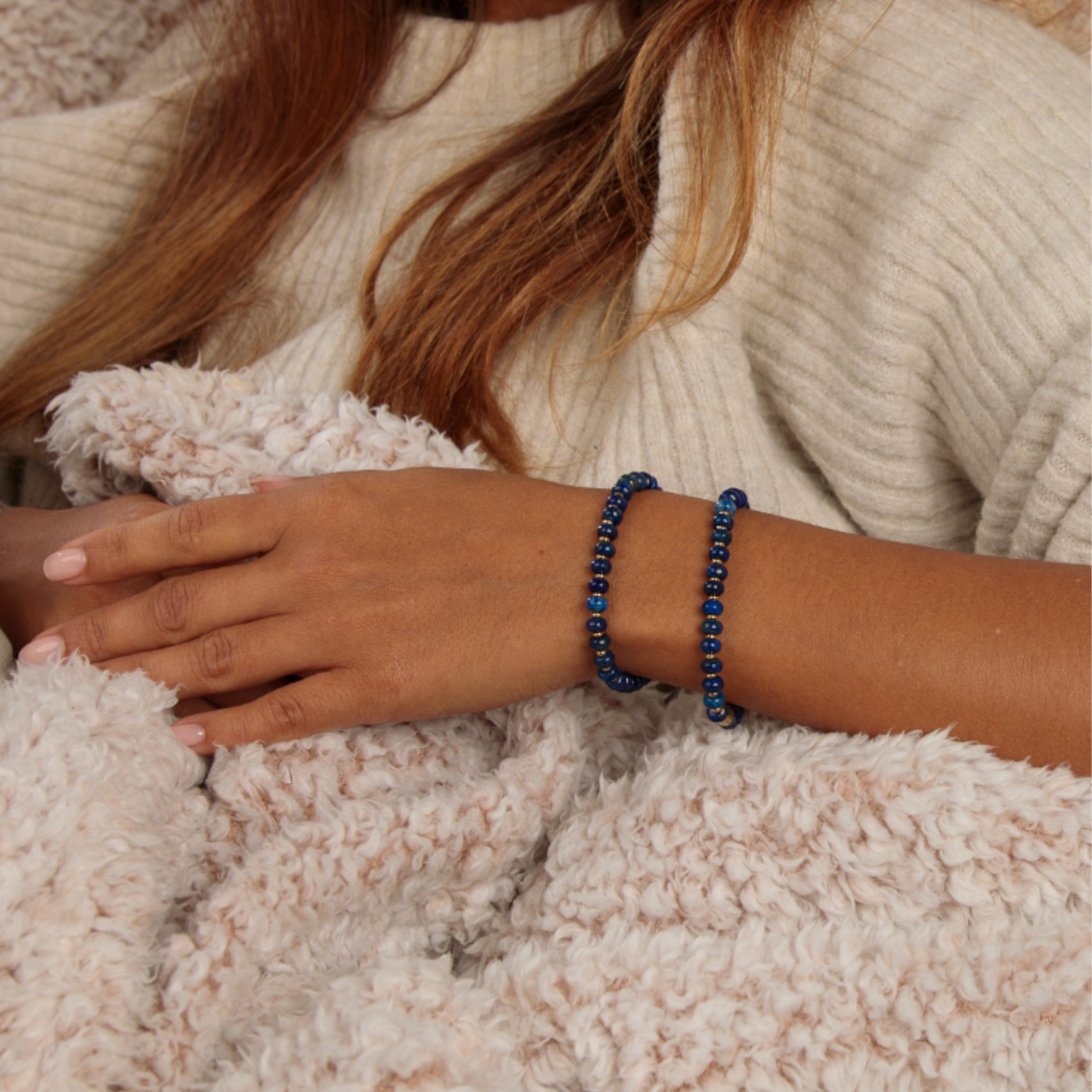 Gouden armband met Lapiz Lazuli edelstenen