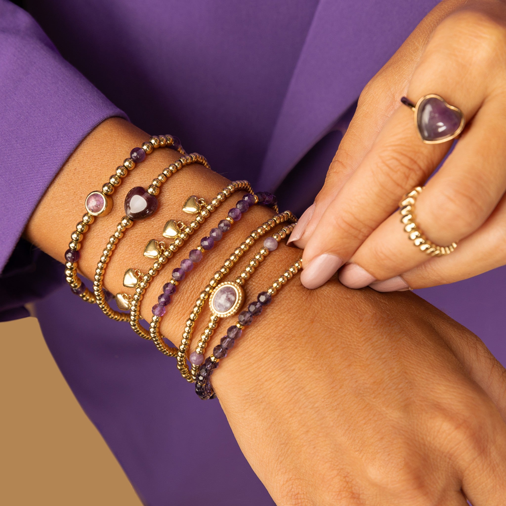 Gouden armband met Amethist edelstenen