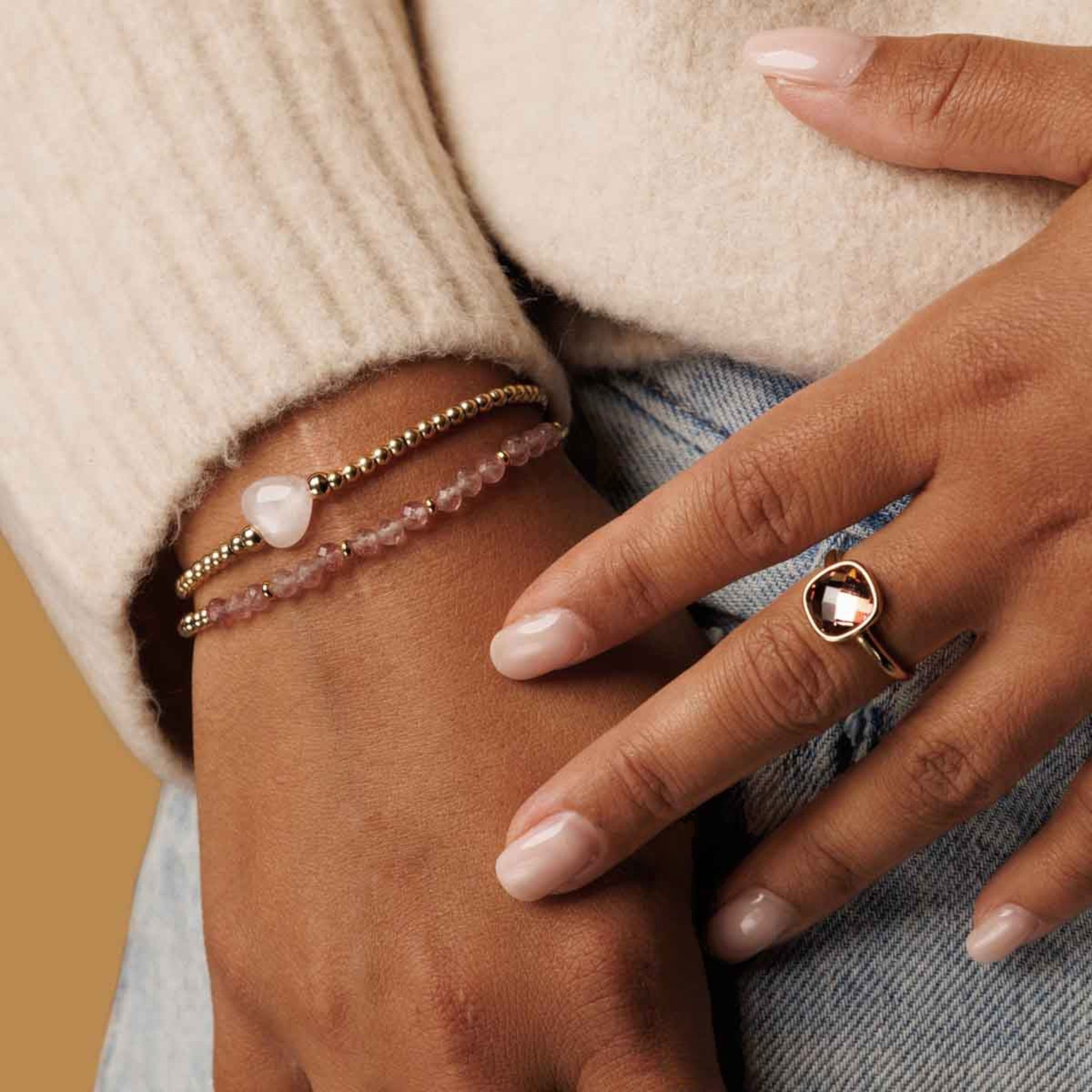 Gouden armband met Berry Quartz edelstenen