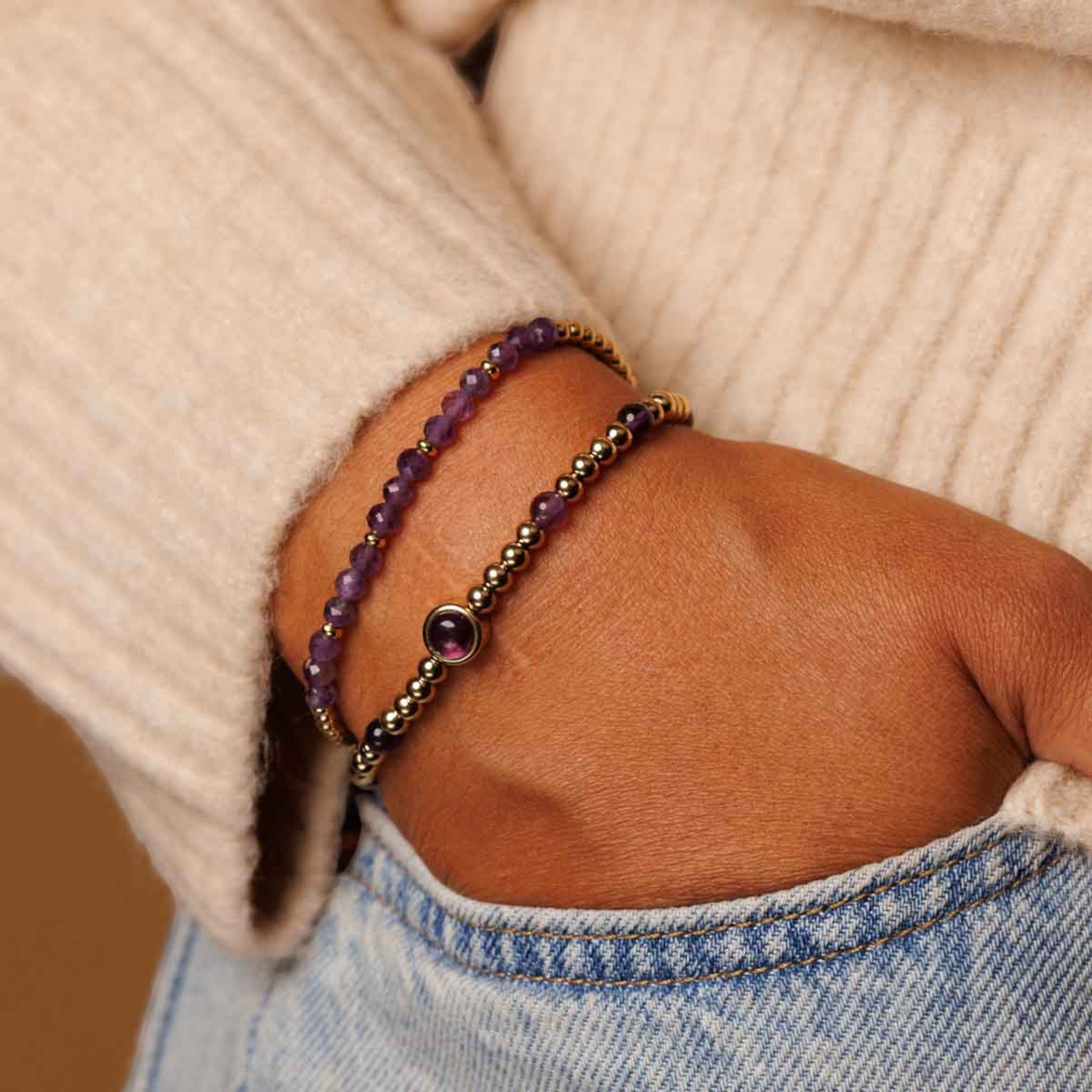 Gouden armband met Amethist edelstenen