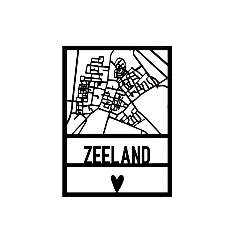 Moderne houten plattegrond van Zeeland, laser gesneden wanddecoratie verkrijgbaar bij cadeauwinkel Omdat in Uden.