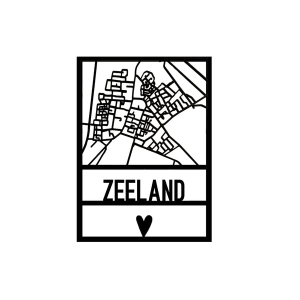 Moderne houten plattegrond van Zeeland, laser gesneden wanddecoratie verkrijgbaar bij cadeauwinkel Omdat in Uden.