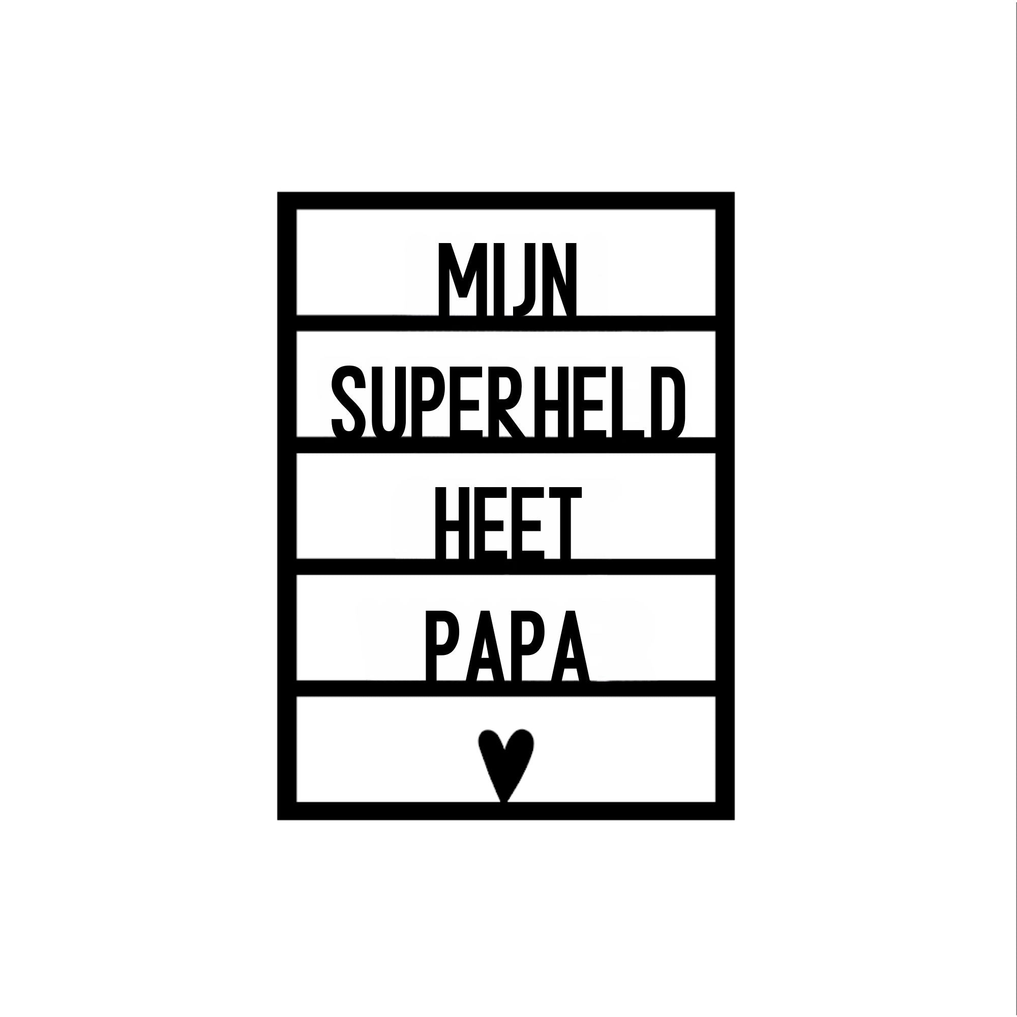 Houten wenskaart – Mijn superheld heet papa