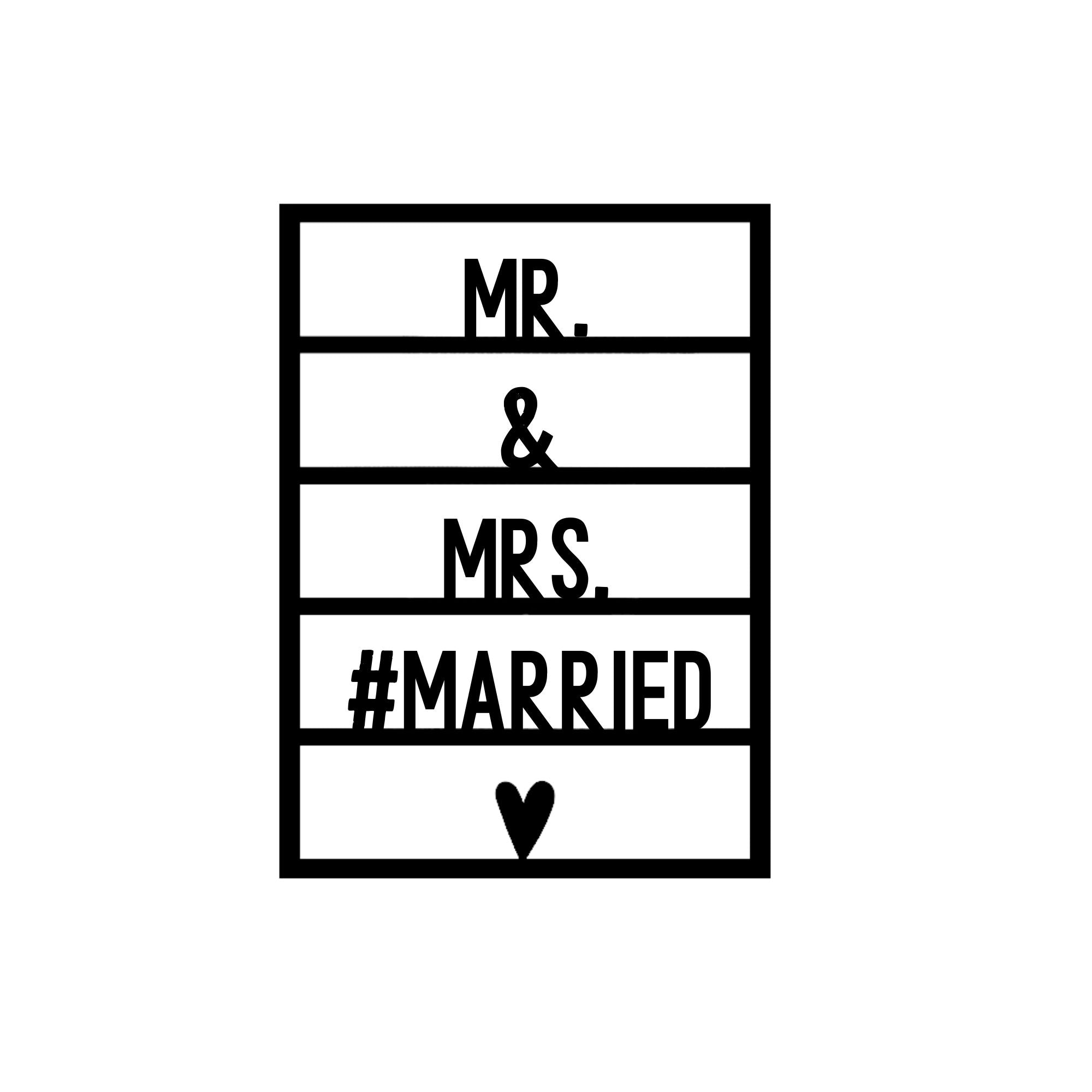 Houten wenskaart – Dhr. &amp; Mevr. #getrouwd